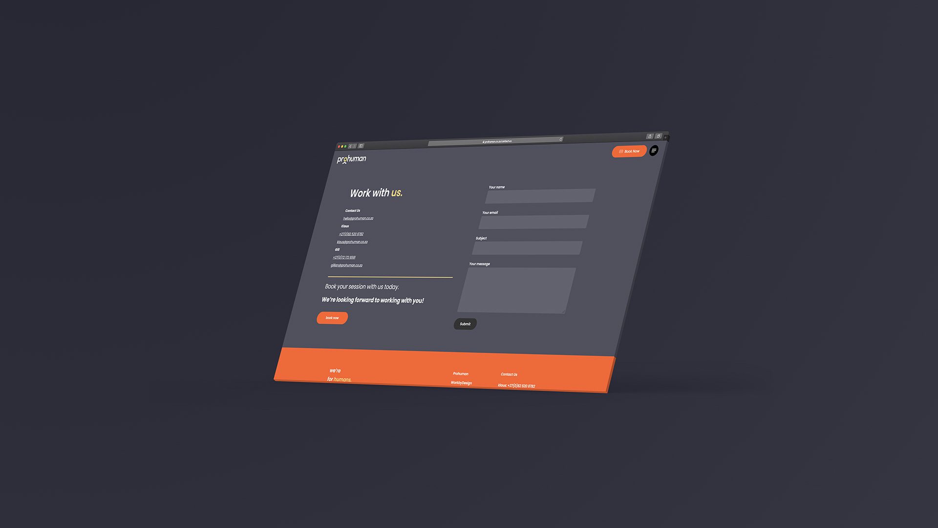 Prohuman Website Design Project Contact Page