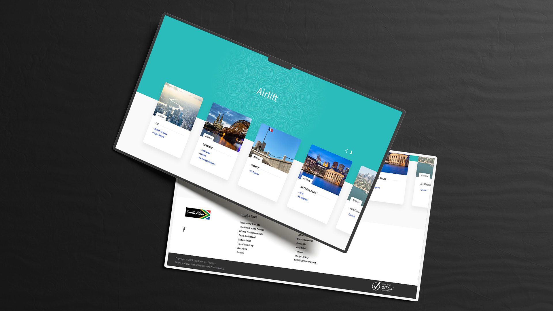 SA Tourism Airlift Page Design