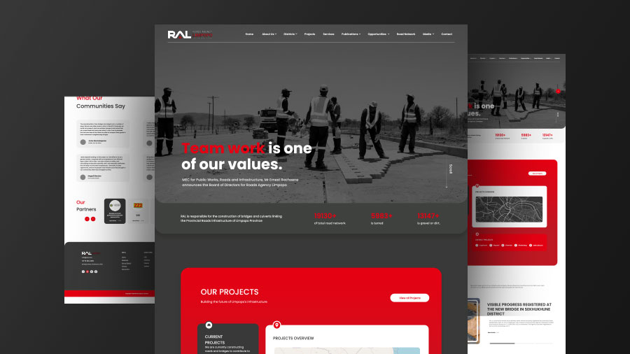 Roads Agency Limpopo website home page design
